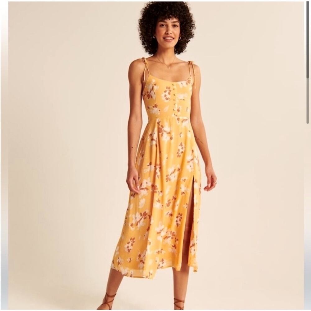 Abercrombie & Fitch Orange Floral Sleeveless Spring Midi Dress NEW Women's Large